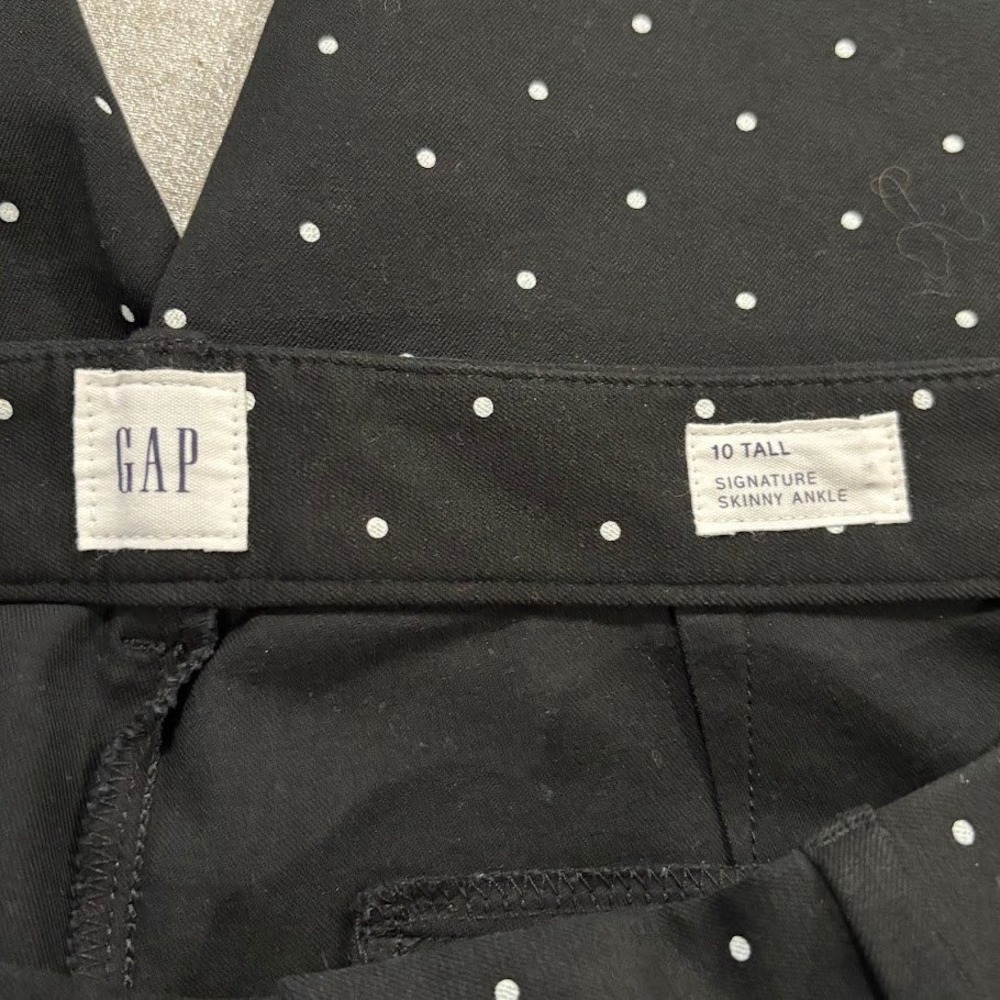 Gap Signature Skinny Ankle Pants Womens 10 Tall Black Polka Dot Stretch Classic - Picture 3 of 8